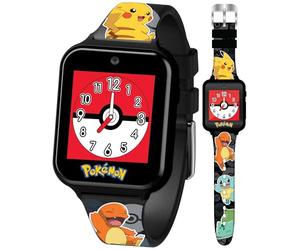 Accutime Pokémon Interactive Kids Smartwatch - Touchscreen Watch with Games, Camera, Voice Recorder, Step Tracker, Alarm & Timer - 10 Pokémon Watch Faces, USB Rechargeable - Fits Wrists 5.5" to 8"