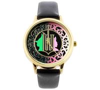 Accutime Wicked Montre analogique avec cadran doré et bracelet noir