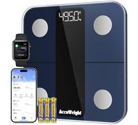 ACCUWEIGHT Balance connectée, pèse-personne avec capteur haute précision et moniteur de composition pour IMC, pourcentage de graisse, masse musculaire, application intelligente pour peser (kg/lb)