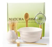 Accwork Kit Matcha Complet, 7 PCS Coffret Matcha Cadeau de Noël - Fouet Matcha/Chasen, Porte Fouet, Bol Matcha, Ustensiles pour Cérémonie du Thé Japonaise Traditionnelle