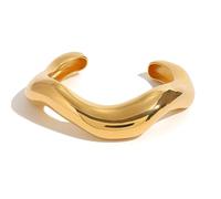 ACCZ Bracelets ouverts en métal lourd épais pour femme - Bracelet large irrégulier, Large, Métal, ne pas avoir