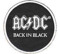 ACDC BACK IN BLACK, Officially Licensed, Iron-On/Sew-On, Embroidered PATCH - 3" x 3"