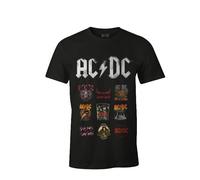AC/DC T-shirt Legend Icon officiel – col ras du cou, manches courtes, coton, logo patchwork – Noir M