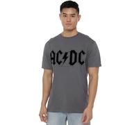 ACDC Worn Logo Unisex T Shirt, Charbon, XL Mixte