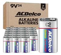 ACDelco 24 Piles 9 Volts, Batterie Super alcaline de Puissance maximale, durée de Vie 7 Ans, Emballage Recyclable