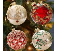 ACDEStyle Boule de Noël en verre transparent pour sapin et table, convient pour la décoration de vacances dans les maisons, les bureaux et les restaurants avec un look classique