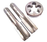 Acdeyaca Ensemble de tarauds et filières métriques à main, tarauds filetés M16 x 1 et matrice ronde, 2 tarauds droits pour droitier et 1 matrice (M16 x 1)