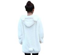 acdiac Sweat à capuche en peluche avec oreilles et queue de lapin kawaii mignon avec fermeture éclair pour femme et fille, White Bear, taille unique