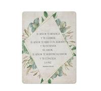 ACDOET Plaque en métal rustique avec chiffres 6:24-26 - Décoration murale avec verset de la Bible espagnole vintage - 30,5 x 40,6 cm
