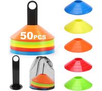 Acdsgd-50 Pcs Plots Entrainement, Plots De Marquage Pour Football Cône, Cônes À Disque Avec Support De Rangement, Poche Filet, Cones De Sport Pour Délimitation Entraînement Football(5 Couleurs)