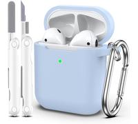 acdsgd-Coque pour Airpods 1ère/2ème génération (2016/2019), Coque de Protection en Silicone Souple pour Airpods 1ère/2ème avec LED Visible à l'avant, avec Kit de Nettoyage,Bleu Ciel