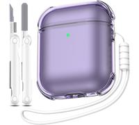 acdsgd-Coque pour Airpods 1ère/2ème génération, Compatible avec Airpods 1ère/2ème (2016/2019), Coque Transparente Souple résistante aux Chocs avec Stylo de Nettoyage pour lanière,Violet