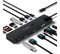 acdsgd-Dock Station d'accueil Hub USB C 3*Affichage - 13 en 1, 2 Adaptateur HDMI 4K, 3 USB 3.0, 2 USB 2.0, VGA, Type-C 3.0, PD 100W, Audio, SD/TF, pour Windows, Macbook, Dell