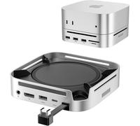 acdsgd-Mac Mini M4 Dock & Stand 8K120Hz DP Hub for Mac Mini M4/M4 Pro 2024 with NVMe SSD Enclosure, 10 in 1 with DP, 5*USB-A/C 10Gbps Ports, SD/TF Card Reader, Audio for Mac Mini M4, Mac Mini M4 Pro