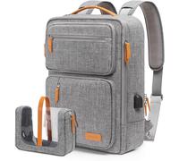 Acdsgd-Sac À Dos Messager Pour Hommes Femmes, Convertible 15,6-16 Pouces Laptop, Sac À Dos De Voyage & De Travail, 3-En-1 Briefcase Avec Port Usb & Pochette De Toilette, Gris