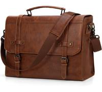 acdsgd-Sacoche Ordinateur Homme 17.3 Pouces Cuir PU Mallette PC Tablette Cartable Imperméable Sac à Bandoulière pour Travail Affaires Collège Cours Marron Marron-17.3 Pouces