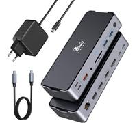 acdsgd-Station d'accueil USB-C 65W 1m Câble Dock 2xHDMI DP 8K 15-en-1 Dual Monitor 4K DisplayPort 10Gbit/s USB 3.1 100W PD RJ45