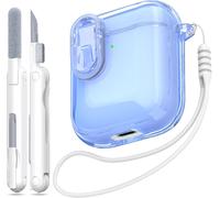 acdsgd-tui pour Airpods 1ère/2ème génération avec Verrouillage sécurisé, Compatible avec Airpods 1ère/2ème (2016/2019), Coque Souple Transparente avec Stylo de Nettoyage pour lanière,Bleu