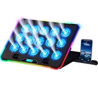 acdsgd-V15 Refroidisseur PC Portable + 15 Ventilateurs RGB + Ventilateur PC Portable + Support Pc Portable Gaming 10-17 Pouces + 2 Ports USB + Porte-Smartphone + Protection 5 Ans