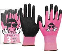 ACE Gants de jardinage Junior - Gants de protection pour filles - rose - 9-10 ans (Lot de 3)
