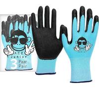 ACE Gants de jardinage Junior - Gants de protection pour garçons - bleu - 5-6 ans (Lot de 3)