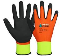 ACE Gants de Travail Imperméables HydroGrip - 2 Paires - Résistants à l'eau, Durables, Antidérapant - pour Utilisation Professionnelle - EN 388/21420 - orange-jaune - XL