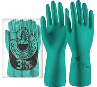 ACE Gants Nitrile Heisenberg - 3 pairs - Résistants aux Produits Chimiques pour Travaux Ménagers et Industriels - Sans Latex, Imperméable, pour Nettoyage et Vaisselle - EN 388/374-1/374-5 - XL