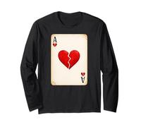 Ace of Broken Hearts T-Shirt Vintage avec Carte à Jouer Heartbroken Manche Longue