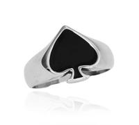 Ace of Spades Bague de poker pour homme, Black Ace Spades - Bague de poker Ace - Bague de jeu pour poker Gambling Cocktail Party - Bague rétro punk rock Biker - Cadeau de casino pour homme, 21.4, No