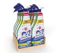 ACE Spray dégraissant universel, sans javel, zéro halos, parfum de citron vert et menthe poivrée, 8 flacons de 600 ml