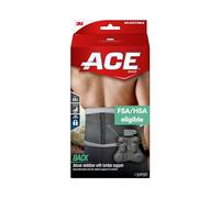 ACE Stabilisateur dorsal de luxe avec soutien lombaire, néoprène perforé pour vous garder au frais et votre peau sèche, système à double sangle, coussin lombaire repositionnable, respirant, 81,3 cm à