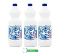 Ace Ultrafor Whites Candeggina Lot de 3 flacons d'eau de Javel pour un linge blanc éclatant pour enlever les taches tenaces 1 litre + porte-clés Beni Culinari