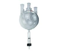 ACE Verre 6483-110 Série sphérique isotherme avec Zero Dead Space Valve, Three-necks, 24/40 Joint de cou, 0-10 mm de prise en bas, 1L