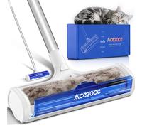 ACE2ACE Brosse Tapis Poils Animaux, Rouleau Anti-Poils pour Tapis, Carpettes et Nattes, Brosse Réutilisable avec Manche Long Réglable 1,5 m, Aluminium, Bleu
