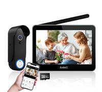 ACEBELL 1080P WiFi Visiophone Sans Fil,Interphone Vidéo Sans Fil avec Écran Tactile 7'', Étanche Sonnette de Camera ave Batterie Rechargeable, Vision Nocturne, PIR Détection de Mouvement, Contrôle APP