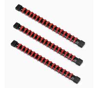 ACEBON Porte-Douilles 3 Rails 1/4" (6.3mm) | 36 Clips Anti-Chute | Organisation Atelier Gain de Place | Compatible SAE/Métrique