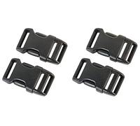 AceCamp Duraflex Lot de 4 boucles à emboîter en plastique noir 20 mm, 25 mm, 38 mm, 50 mm, fermeture à clic, boucle de rechange - 20 mm