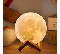ACED Lampe lune 3D Lampe de lune 2024 Mise à niveau 16 Couleur Avec support en bois/Distant/Contrôle tactile Cadeaux pour les filles Femmes Petite amie Garçon Diamètre 18cm