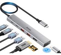 Aceele 10Gbps Hub USB 3.2 Gen 2 vers HDMI 4K 60Hz, Multi USB Aver Port de Lecture des données 2 USB A et 2 USB C, Type-C Charge PD 100W Compatible avec iPhone15/16, Galaxy S24, Macbook, Surface Pro