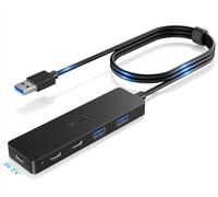 Aceele 5-Port USB 3.0 Ultra Fin Data Hub avec câble étendu de 4ft/120cm, avec 2 ports USB-A et 2 ports USB-C, Hub USB pour MacBook, Surface Pro, XPS, PC Portable, clés USB, Disque Dur Mobile, et Plus.
