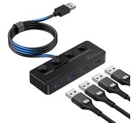 Aceele Hub USB 3.2 avec câble étendu de 120cm/4ft, USB 3.2 Gen 2 Hub, Concentrateur USB 3.2 avec interrupteurs d'alimentation LED individuels pour MacBook, PC, clés USB, Disque Dur Mobile, iMac, XPS