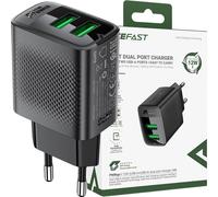 Acefast A86 Chargeur secteur 2X Usb-A 12W - Noir