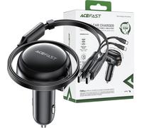 Acefast B13 Chargeur de voiture 53W USB-A avec 2 câbles USB-C rétractables - Noir
