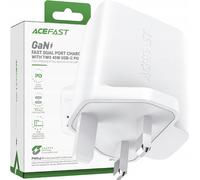 Acefast Charger Gan (Uk plug) 2X Usb Type C 50W, Power Delivery, Pps, Q3 3.0, Afc, Fcp (A32 Uk)