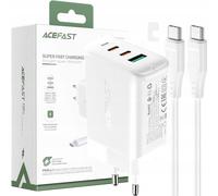 Acefast chargeur 2en1 2x USB Type C / USB 65W, PD, QC 3.0, AFC, FCP (set avec câble) blanc (A13 blanc)