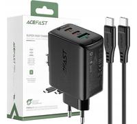 Acefast chargeur 2en1 2x USB Type C / USB 65W, PD, QC 3.0, AFC, FCP (set avec câble) noir (A13 noir)