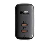 Acefast chargeur 2x USB Type C 40W, PPS, PD, QC 3.0, AFC, FCP noir (A9 noir)