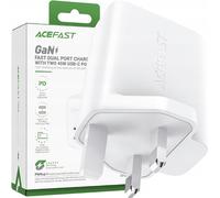 Acefast chargeur GaN 65W 3 ports (1xUSB, 2xUSB C PD) UK mâle blanc (A44)