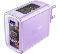 Acefast chargeur GaN 65W 3 ports (1xUSB, 2xUSB C) violet (A45)