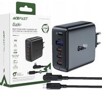 Acefast Wall Charger A37 PD100W GAN, Chargeur Telephone, Adaptateur USB-C, 4X USB, 100W (Black)